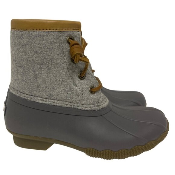NEW! Sperry Youth Girls Saltwater Duck Boots Grey Wool Toddler Size 12 STK163900 - Picture 1 of 11